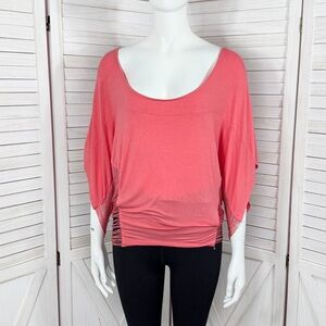Vintage Y2K Bebe Fringe Open Side Slouchy Shirt Coral Small